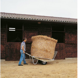 Two-wheel mettalic fodder wheelbarrow with foldaway sides Two-wheel mettalic fodder wheelbarrow with foldaway sides