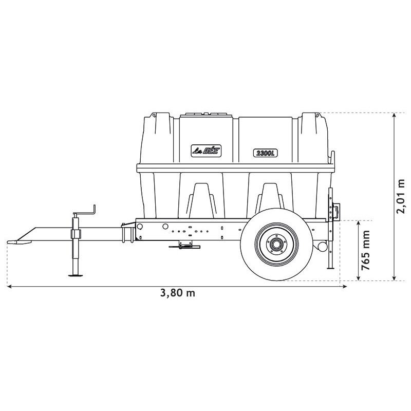 2300 l mobile tank trailer for tractor