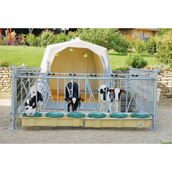 Suspended bucket holder feed trough