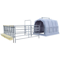 Group calf hutch with pen