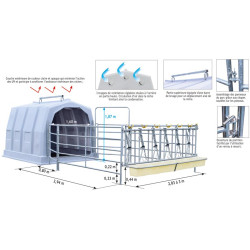 Group calf hutch with pen