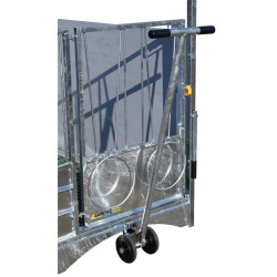 Swivel trolley to move wheeled boxes
