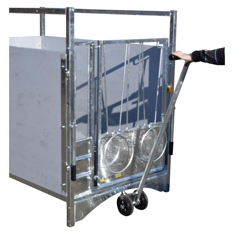Swivel trolley to move wheeled boxes
