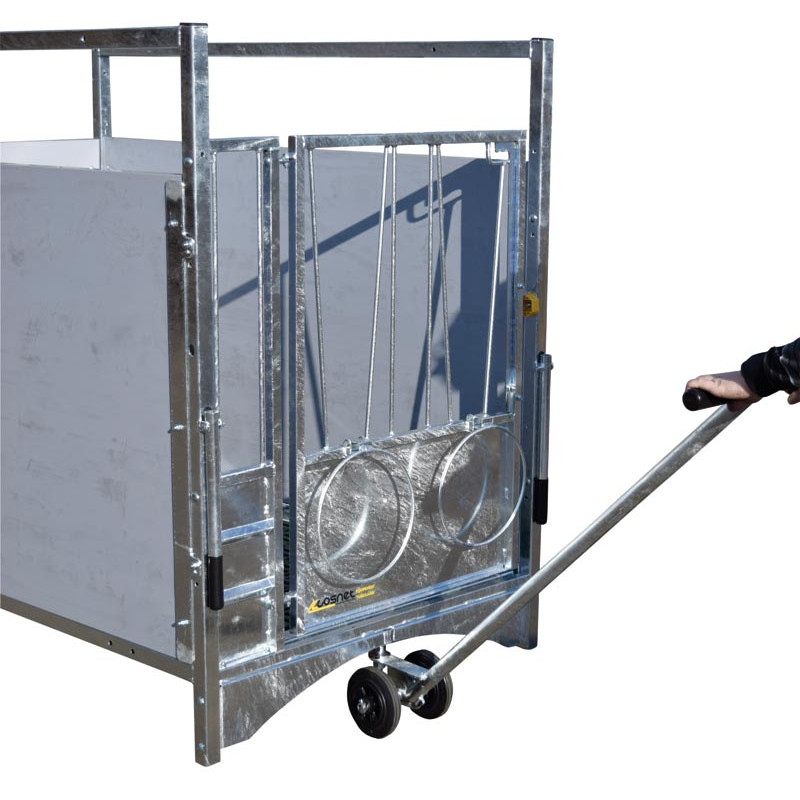 Swivel trolley to move wheeled boxes
