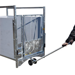 Swivel trolley to move wheeled boxes