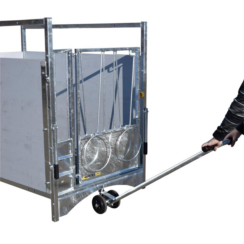 Swivel trolley to move wheeled boxes