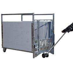 Swivel trolley to move wheeled boxes