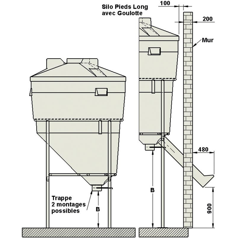 5.70 m³ large capacity foodstuff silo