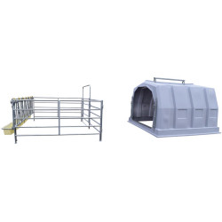 Group calf hutch with pen